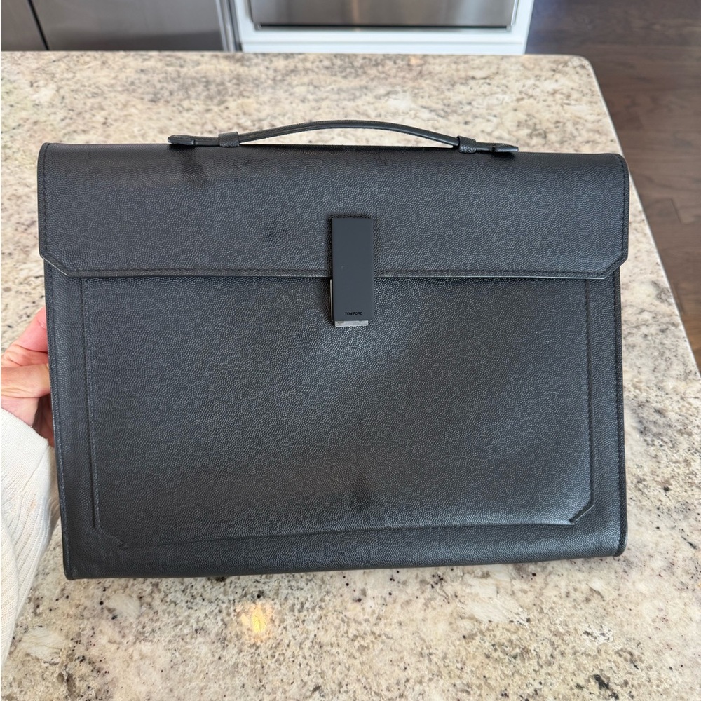 Tom Ford Black Leather Laptop Case